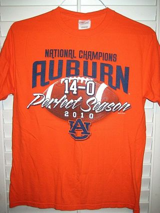 Vintage 2010 Auburn Tigers National Champions T - Shirt - Orange Size Medium