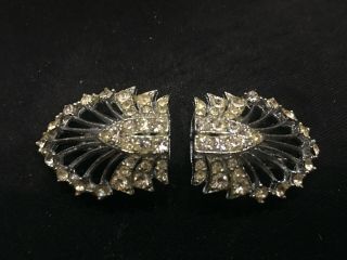 Vintage Art Deco 1930s/40s Ornate Diamante Duette Brooch/Dress Clips. 2