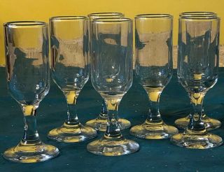 Vintage Libbey Set Of 7 Embassy 1 Oz Cordial Glasses Barware 4.  25”