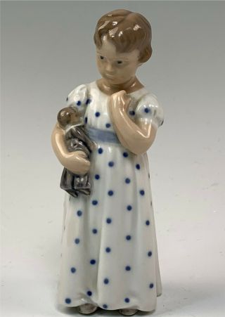Vintage Royal Copenhagen Denmark Figurine,  Girl With Doll,  Standing 3539