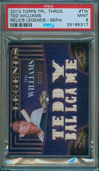 2013 Topps Triple Threads Ted Williams Game Bat Relic 16/27 Red Sox Psa 9