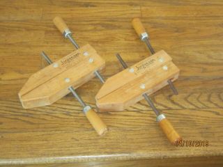 2 Vintage Adjustable Wood Clamps Jorgensen Made In Usa 12 " Long Wooden Screw
