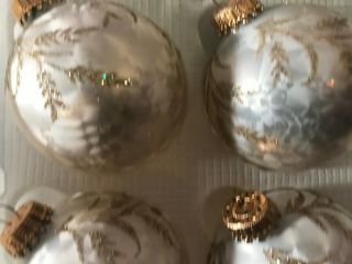 Vintage Christmas ornaments set of 4 glass silver frosted EX3491 2