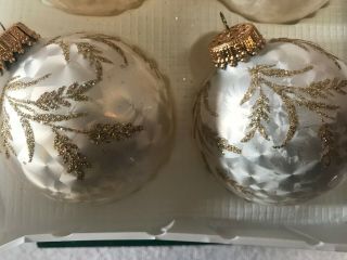 Vintage Christmas ornaments set of 4 glass silver frosted EX3491 3