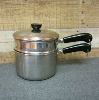 Vintage REVERE WARE Stainless Steel 3 Quart Sauce Pan & Steamer w/ Lid 2