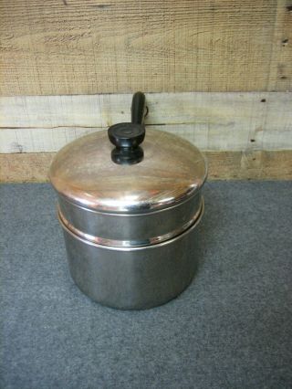 Vintage REVERE WARE Stainless Steel 3 Quart Sauce Pan & Steamer w/ Lid 3