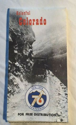 1976 Colorado Vintage Road Map Transportation Travel