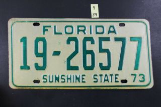 1973 Florida Vintage License Plate 19 - 6577 (y39