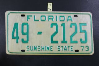 1973 Florida Vintage License Plate 49 - 2125 (y38
