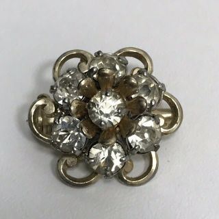 Vintage Signed Barclay Small Brooch Pin Crystal Floral Rhinestone Cluster