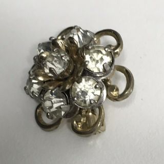 Vintage Signed BARCLAY Small Brooch Pin Crystal Floral Rhinestone Cluster 2