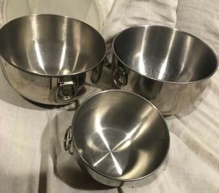 Vintage Farberware Stainless Steel Mixing Bowls 3pc Set 734 Double Ring 1 - Cover
