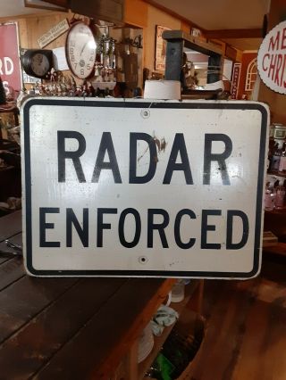 Vintage Wooden 1940s To 1950s Radar Enforced Wooden Road Sign