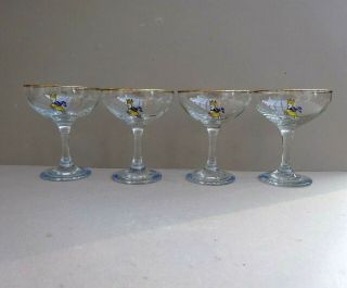 Four Vintage Babycham Glasses - Leaping Deer / Fawn