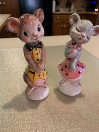 Vintage Anthropomorphic Salt And Pepper Shakers Made In Japan Tallboy Mouse
