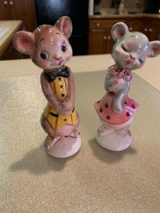 vintage anthropomorphic salt and pepper shakers Made In Japan Tallboy Mouse 2