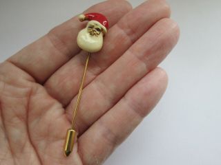 Vintage Christmas Red White Enamel Father Christmas Santa Claus Xmas Lapel Pin