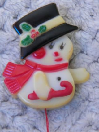 Vintage Christmas Pull String Pin Snowman Moving Hat And Arms