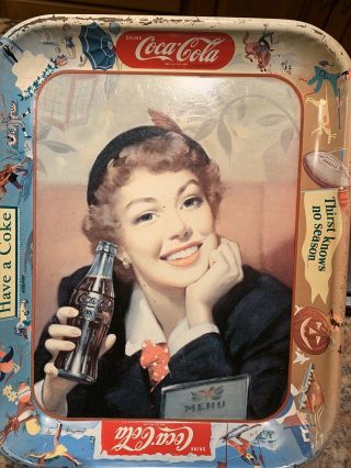 Vintage 1950’s Coca Cola Coke Tray - Menu Girl - Shape