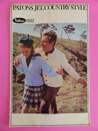 Vintage His & Hers Sweater Knitting Pattern Book,  Patons Jet Country Style Book