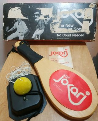 Vintage 1970s Jokari Champ Model Wood Paddles Racquets Ball Game Complete