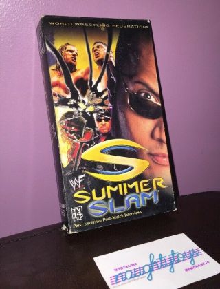 Wwf - Summerslam 2000 (vhs,  2000) W/ Sleeve - Vintage Wrestling Tape,  The Rock