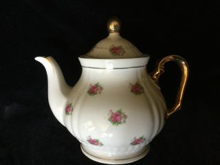 Vintage Minamiyama Seitosho English Rose Porcelin Electric Teapot With Gold Trim