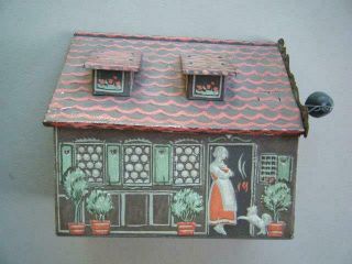 Vintage Gruss Aus Haeberlein German Cookie Tin House With Bell Nurnberg