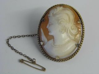 A Fine Vintage Hand Carved Ornate 9ct Rolled Gold Shell Clewco Cameo Brooch