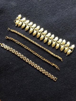 4 Vintage Bracelets 1950’s/60’s Gold Tone