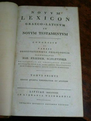 1819 Novum Lexicon Graeco - Latinum In Novum Testamentum Greek Latin Gospels