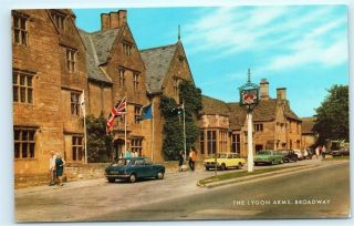 The Lygon Arms Broadway Cotswolds England Uk Classic Cars Vintage Postcard B87