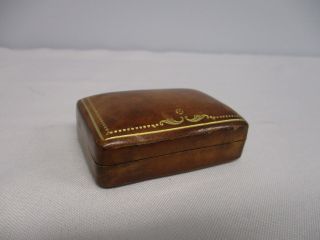 Vintage Leather Hinged Trinket Jewelry Box