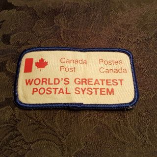 Vtg Canada Post Worlds Greatest Postal System Patch Applique Crest Logo