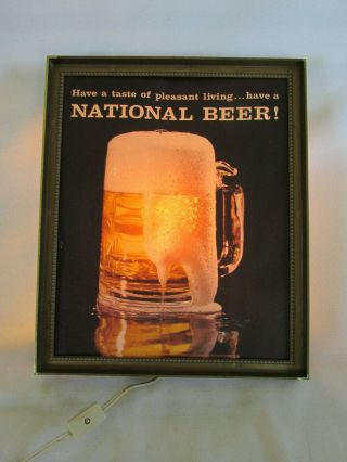 Vintage National Beer Sign,  The National Brewing Co. ,  1963 Date,  Lights Up