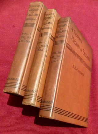 Rare Complete Set 1902/3 Student’s History Of England By Gardiner,  3 Vol Books