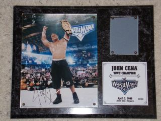 John Cena Signed Wwe Wrestlemania 22 Xxii Championship Win Autograph Mat Plaque