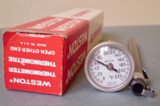 Vintage Weston 0 - 220°f Thermometer Made In U.  S.  A.  2292 W/ Box