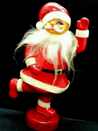 C1959 Vintage 9 " Hard Plastic Dancing Steping Santa With Fur Beard,  Japan,  Irwin