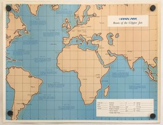 Vintage Poster Pan Am - Route Of The Clipper Jets Airline Travel Map