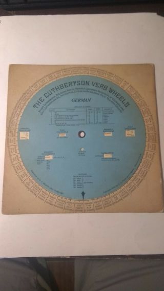 The Cuthbertson Verb Wheels German 1933 Vintage Grammar