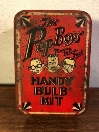 Vintage 1920s 1930s Pep Boys Spare Bulb Kit Box Hot Rod Light Lamp