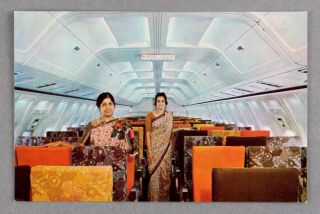 Indian Airlines Cabin Crew Boeing 737 - 200 Interior Airline Issue Postcard