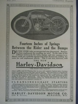 1912 Harley Davidson Motorcycle Ad Hog Bike Cycle