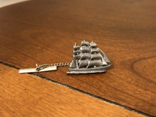 Sterling Silver Vintage Pin Pendant Brooch Pirate Ship Sail Ship Boat