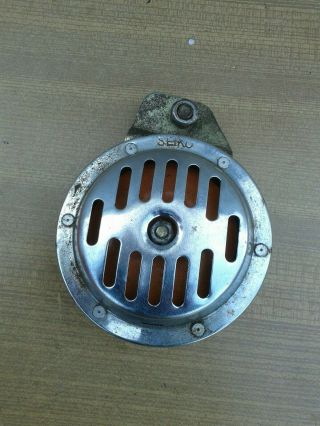 Vintage Seiko Chrome 12v Horn,  With Bracket,  &,  For Old Motorcycle,