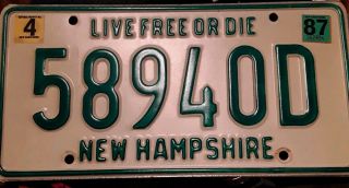 1987 87 Hampshire Nh License Plate Live Or Die