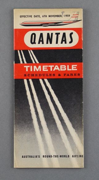 Qantas Airline Timetable November 1959 Route Map,  Lockheed Electra Addendum