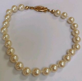 Vintage Sarah Coventry Pearl Bracelet Gold Tone Clasp Lovely 8 " /20cm