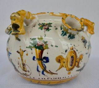 Vintage Italian Majolica Vase With Three Spouts And Handles - Mythical Beasts